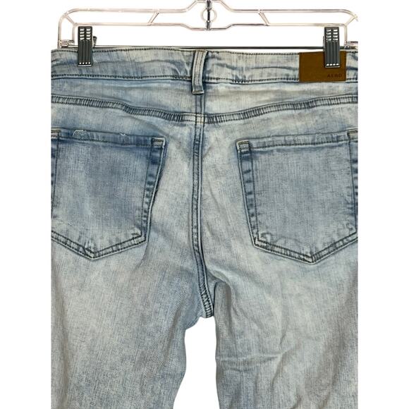 Aeropostale Light Blue Wash Low Rise Flare Distressed Denim Jeans Pants Size 8 - Picture 5 of 8